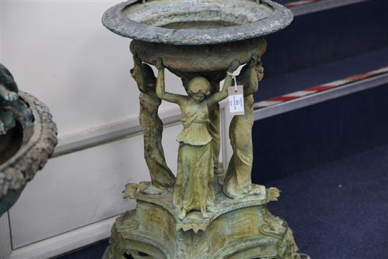 A pair of lead garden urns, W.1ft 6in. H.2ft 5in.